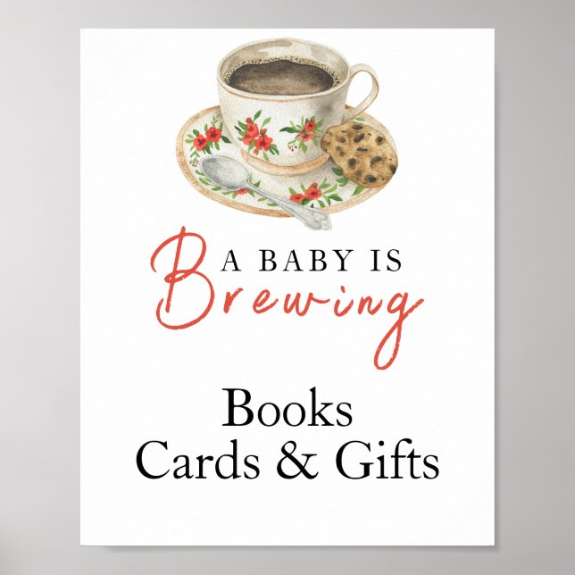 Póster El bebé está preparando tarjetas y regalos de café (Frente)