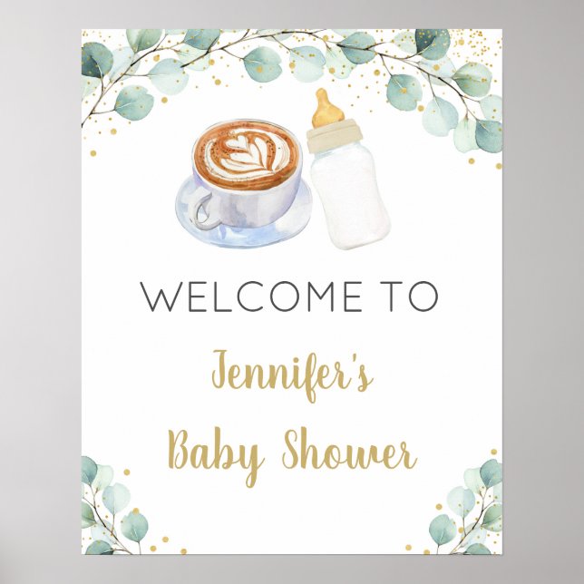 Póster El bebé está preparando un café, símbolo de bienve (Frente)