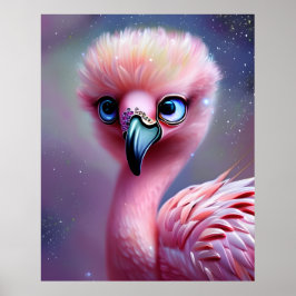 Póster El bebé Flamingo de Kawaii, dulce y adorable