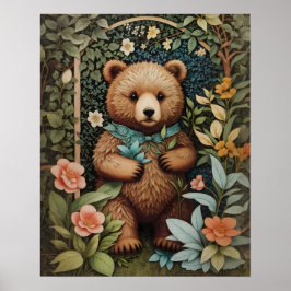 Póster El bebé lindo oso marrón William Morris inspirado