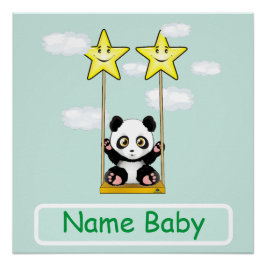 Póster El bebé panda Personalizado en la oscilación en la