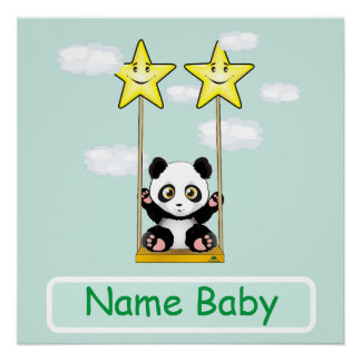 Póster El bebé panda Personalizado en la oscilación en la