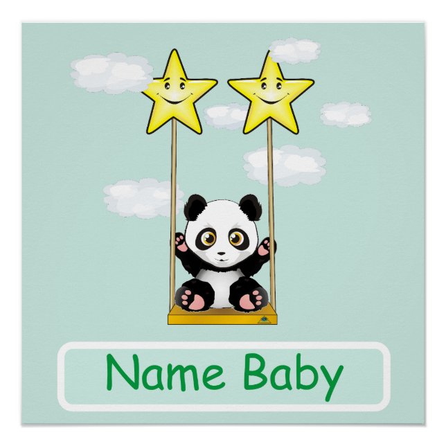 Póster El bebé panda Personalizado en la oscilación en la (Anverso)