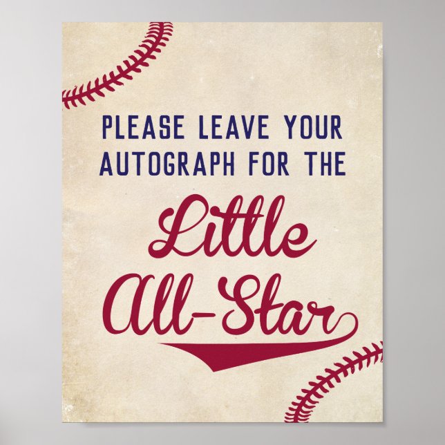 Póster El béisbol deja tu autografo para la pequeña estre (Frente)