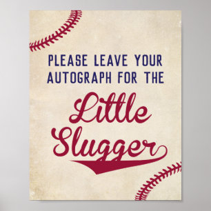 Póster El béisbol deja tu autografo para un pequeño asfix