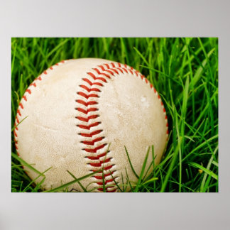 Póster El béisbol en la hierba de verano