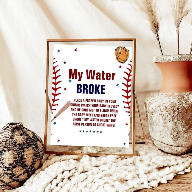 Póster El béisbol Mi agua rompió el signo de la partida d (Subido por el creador)