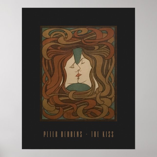 Póster El beso de 1898, mujer - Art Nouveau - Ilustracion (Frente)