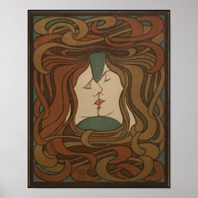Póster El beso de 1898, mujer - Art Nouveau - Ilustracion (Frente)