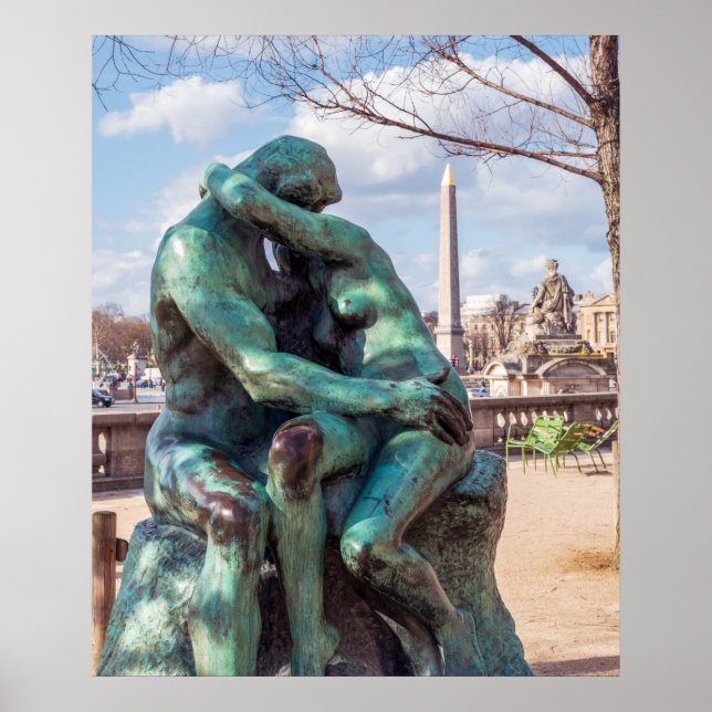 Póster El beso de Auguste Rodin en las Tullerías, París (Frente)