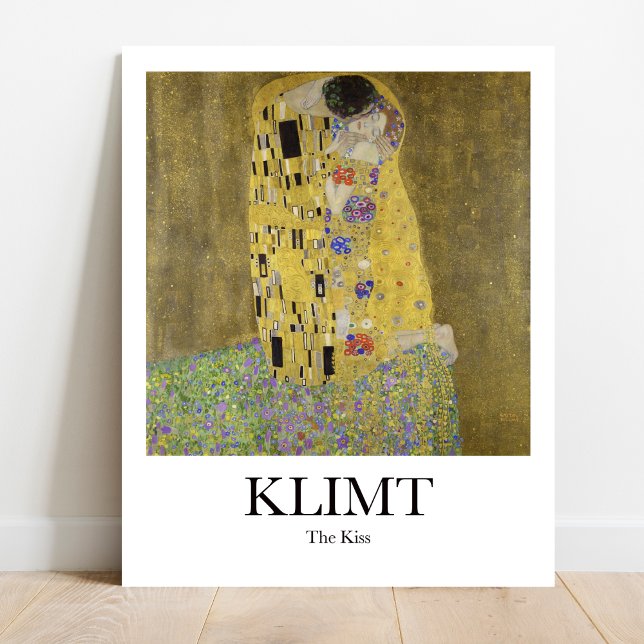 Póster El beso de Gustav Klimt (Klimt's Iconic Kiss: Love & Gold Await. High-quality art poster)