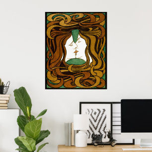 Póster El beso de Peter Behrens con pintura Art Nouveau