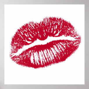 Póster El Beso, Labios Rojos