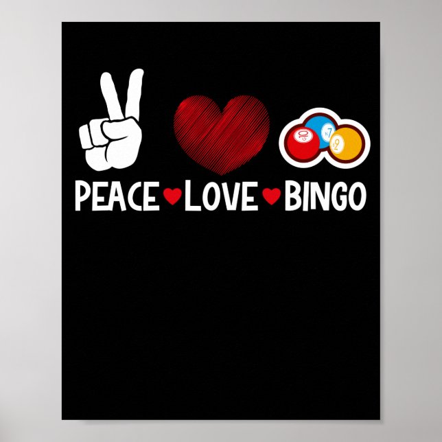 Póster El bingo de amor por la paz Divertido juego afortu (Frente)