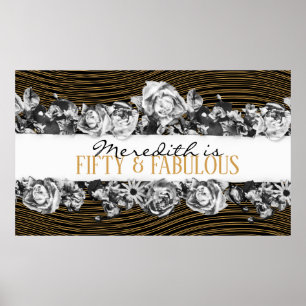 Póster El Black and Gold Luxury Personalizado 50 Y Fabulo