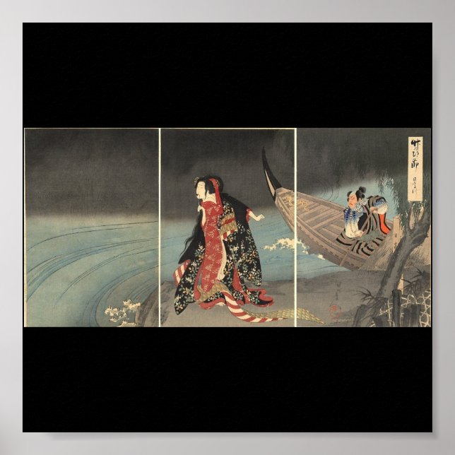Póster El Boatman, alrededor de 1898. Pintura japonesa (Frente)
