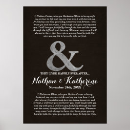 Póster El Boda de Madera Oscura y Plata promete feliz par