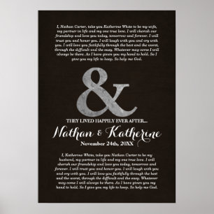 Póster El Boda de Madera Oscura y Plata promete feliz par