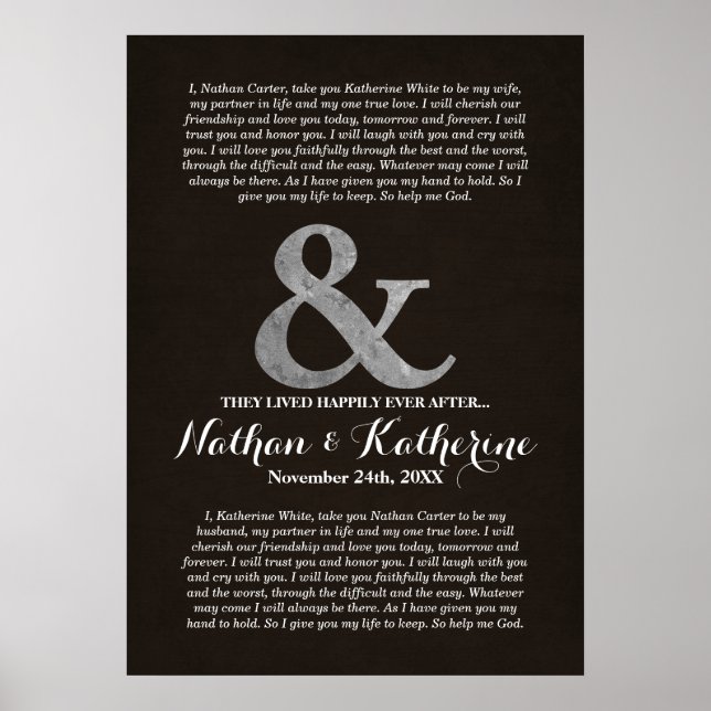 Póster El Boda de Madera Oscura y Plata promete feliz par (Frente)