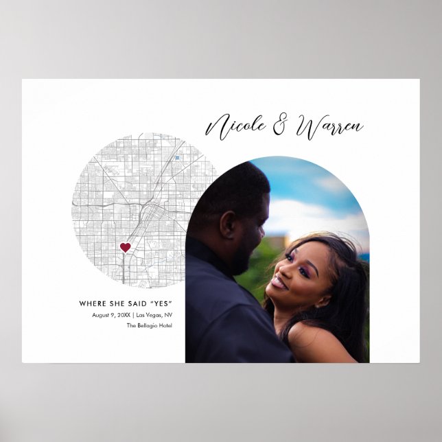 Póster El Boda de Mapa de Las Vegas - Regalo fotográfico (Frente)