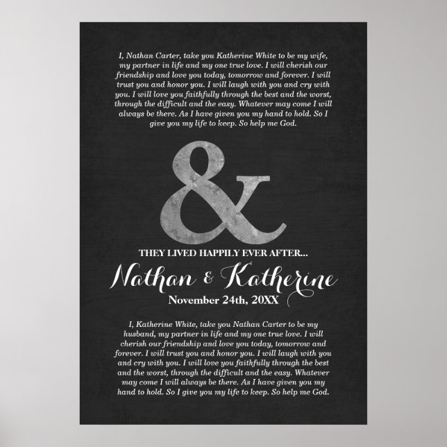 Póster El Boda plateado y gris promete felicidad para sie (Frente)