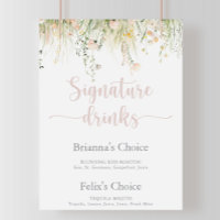 El Boho de Verdor Flor Silvestre firma bebe Rótulo