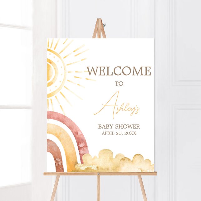 Póster El Boho llega aquí la bienvenida a Baby Shower de  (Sonshine Baby Shower Welcome Sign)