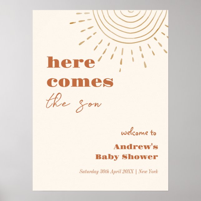 Póster El Boho Moderno Aquí Llega La Bienvenida De Baby S (Frente)