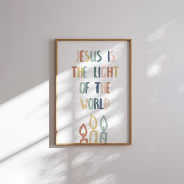 Póster El Boho pastel Jesús es la luz del poster mundial