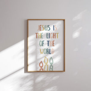 Póster El Boho pastel Jesús es la luz del poster mundial