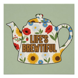 Póster El bonito diseño de la vida de la tetera retro