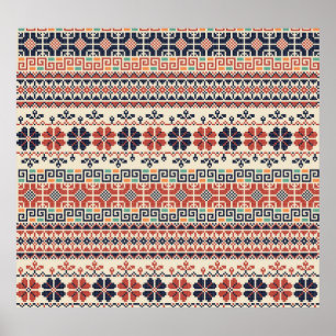 Póster El Bordado Palestino Motif: Belleza Tradicional.