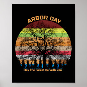 Póster El Bosque Arbour Day Retro Earth Tree Sunset Be Wi