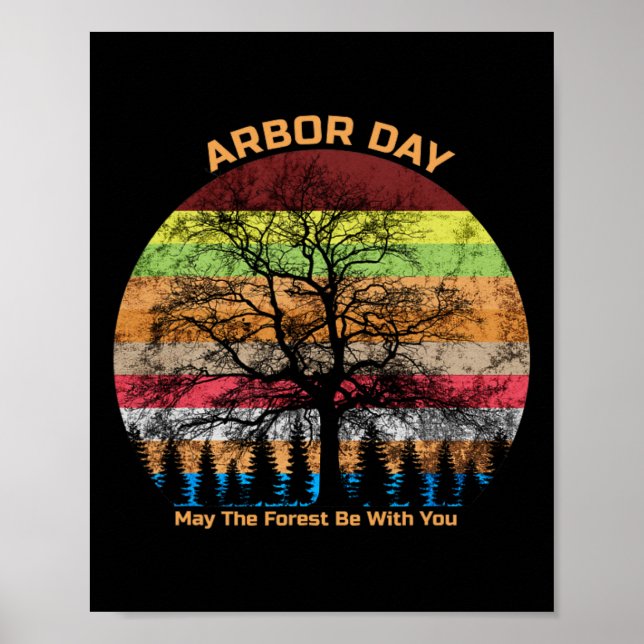Póster El Bosque Arbour Day Retro Earth Tree Sunset Be Wi (Frente)