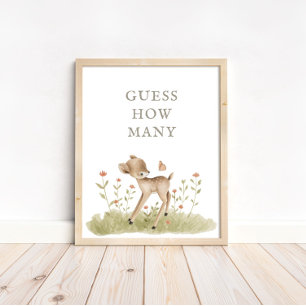 Póster El bosque de Woodland Forest Baby Shower adivina c