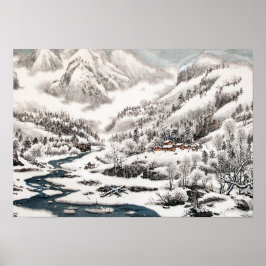 Póster El bosque en la nieve, Poster chino de pintura