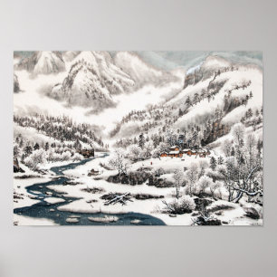 Póster El bosque en la nieve, poster de la pintura china
