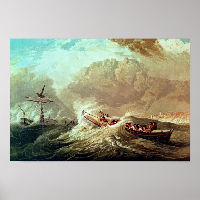 Póster El bote salvavidas frente a la bahía de Tynemouth (Frente)