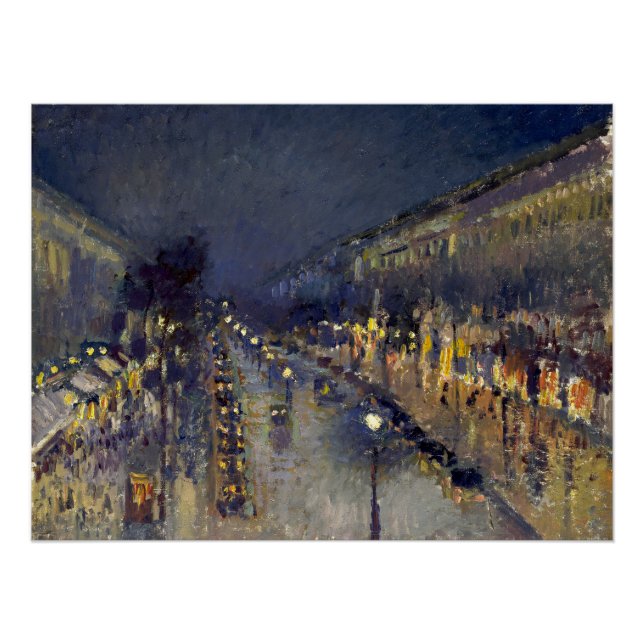 Póster El Boulevard Montmartre de noche Pissarro (Anverso)