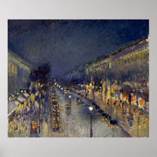 Póster El Boulevard Montmartre de noche Pissarro