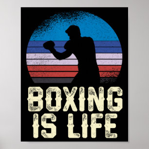 Póster El Boxeo Es La Vida Vintage Silueta Del Amanecer