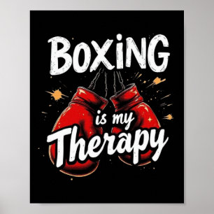 Póster El Boxeo Es Mi Terapia Divertida Guantes De Combat
