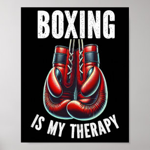 Póster El Boxeo Es Mi Terapia Guantes De Boxer Combate Sp