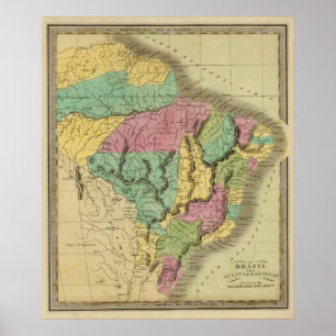 Póster El Brasil con Guayana y Paraguay