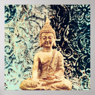 Póster El Buda de la Tierra Elegante Ilustración Zen
