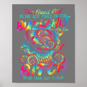 Póster El Buen Chica En Mí Rosa Del Cráneo Del Tattoo