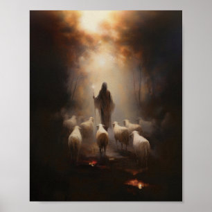 Póster El Buen Pastor - Esbozo Digital Jesús