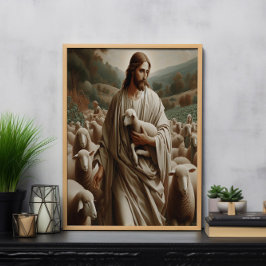 Póster El Buen Pastor Sostenía Un Cordero