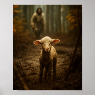 Póster El Buen Pastor y la Oveja Perdida – Jesús y Corder
