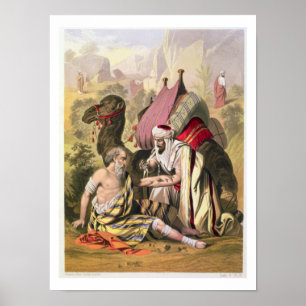 Póster El buen samaritano, de una biblia impresa por Edwa